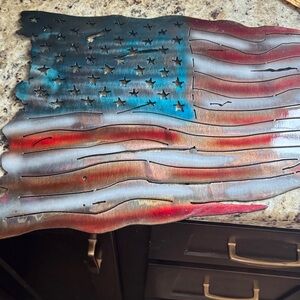 Metal American Flag Wall Art